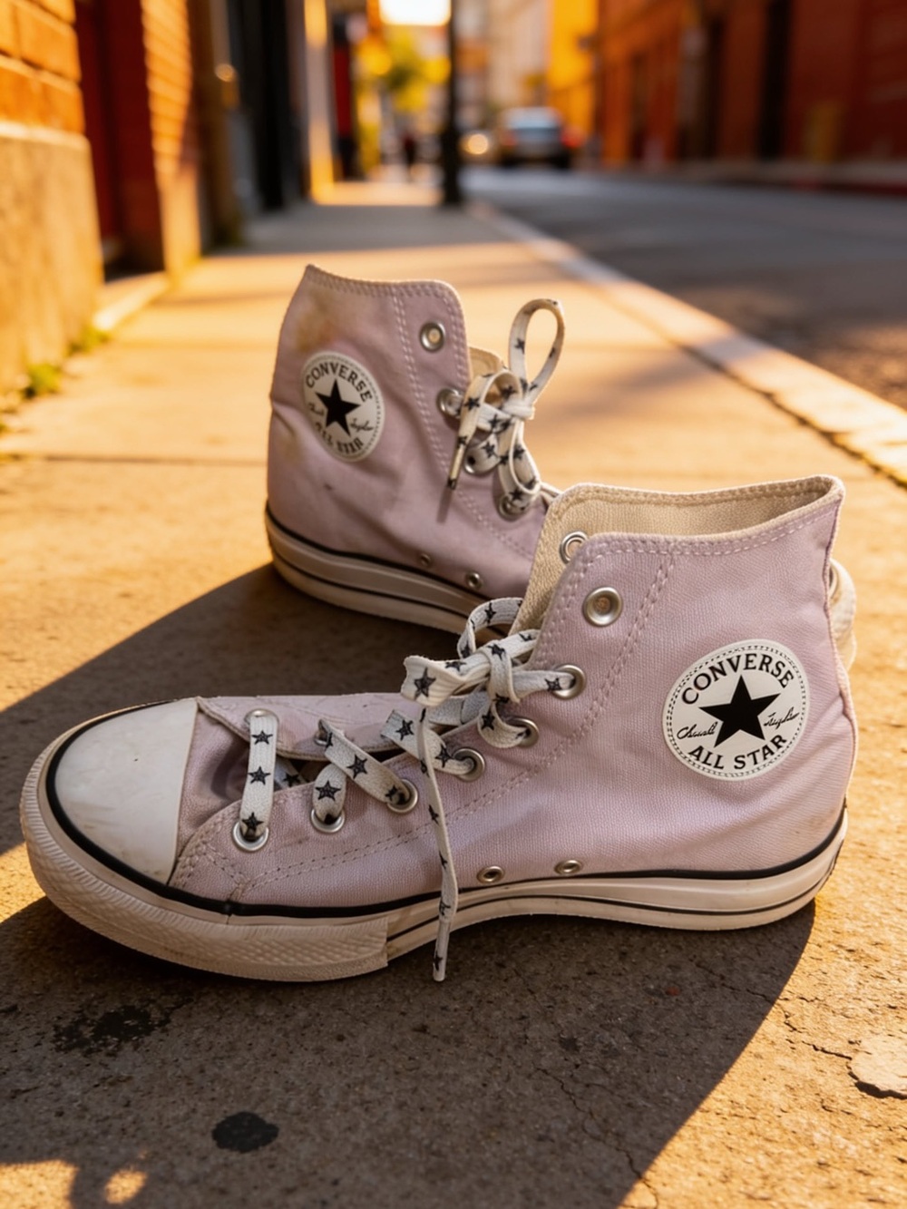 Converse High Top Sneakers in Pale Pink